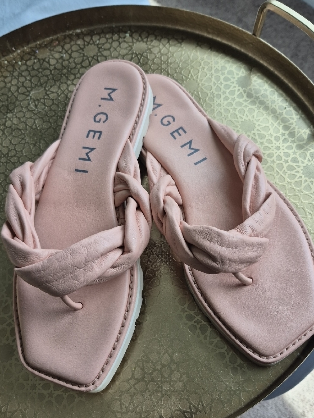 Pink M.GEMI LEATHER Thong Sandals